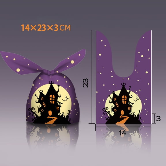 50Pcs Halloween Treat Bags Candy Bags, Kids Trick or Treat Bags Goodie Bags, Cute Rabbit Ear Small Halloween Cookies Gift Bags for Halloween Party Decoration Supplies