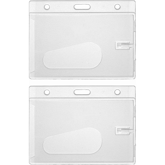 50Pcs Hard Plastic Horizontal ID Badge Holder Frosted Clear Badge Holder with Thumb Slot Rectangular ID Card Holders Badge Protector Case Sleeve for Office School Name Badge Credit Card Clear