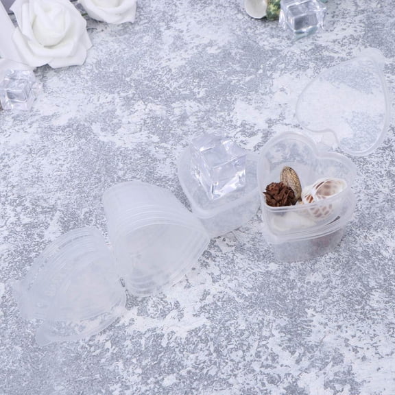 50Pcs Heart Shaped Condiment Container Clear Plastic Seasoning Containers Small Boxes with Lid Bowl for Home Kitchen Takeout Use 20ml