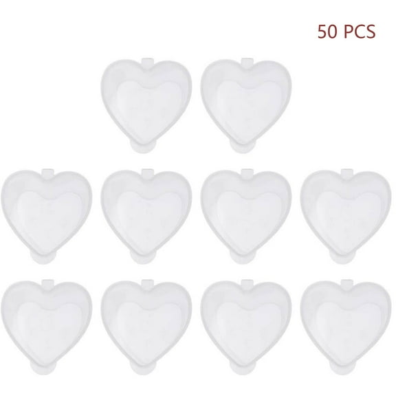 50Pcs Heart Shaped Condiment Container Clear Plastic Seasoning Containers Small Boxes with Lid Bowl for Home Kitchen Takeout Use 20ml