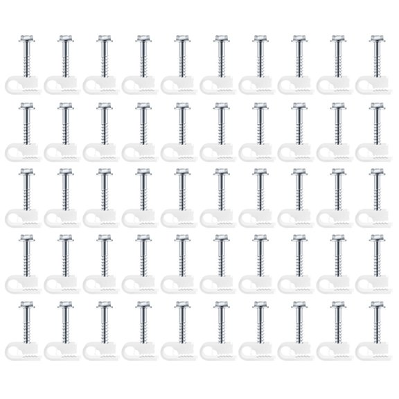 50Pcs Heavy Type Coaxial Cable Clip Electrical Wire Fastener White Cable Clamps with Inserted Screws