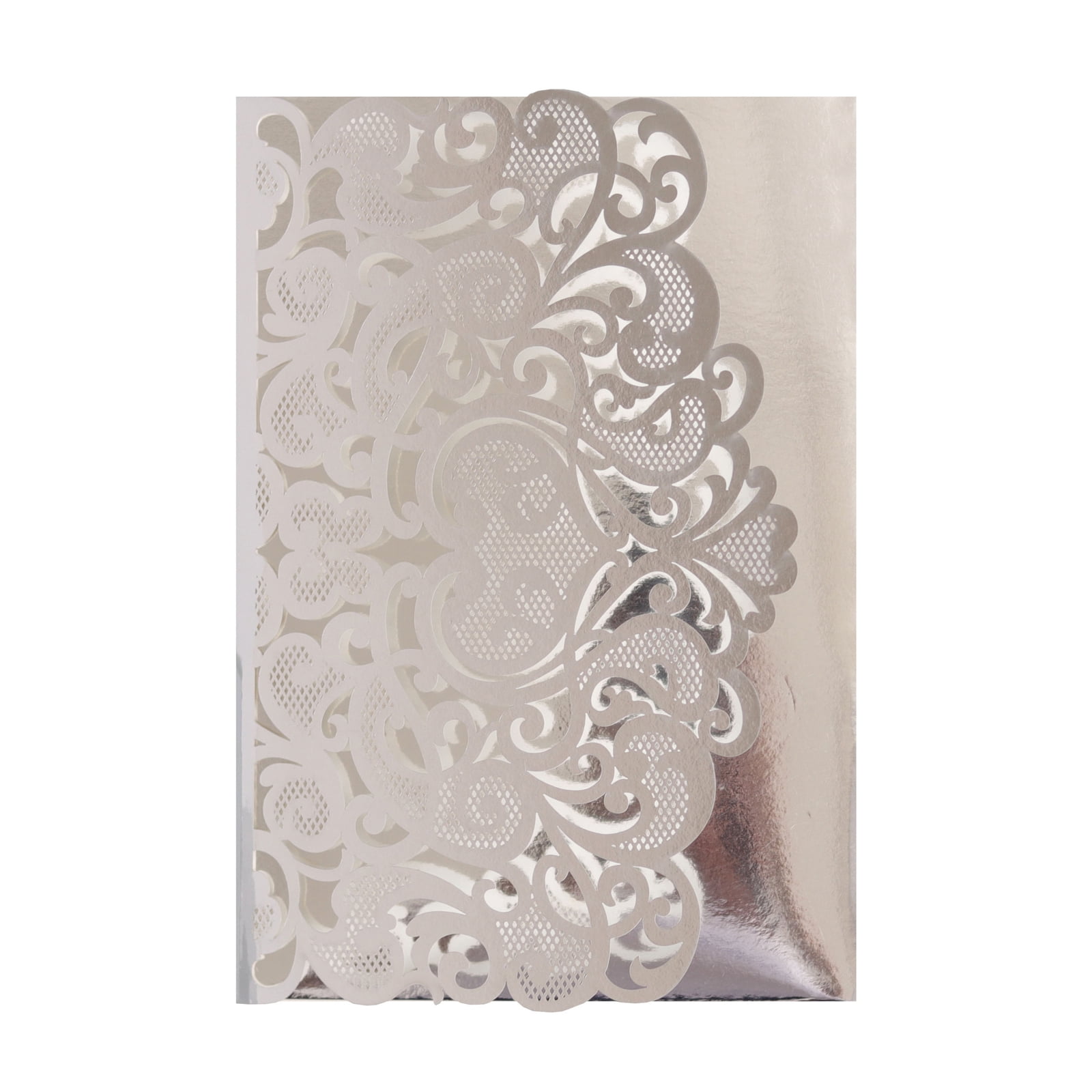 50Pcs Hollowed Floral Wedding Invitations Folding Paper Invitation Lace ...