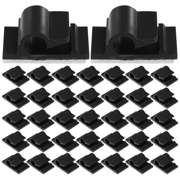 50Pcs Home Cable Holders, Cable Clips, Desk Wire Clips Organizers Managements, Adhesive Cable Organizer Cord Holder, Durable Strong Cable Wire Management for Car Office Home ( Black )