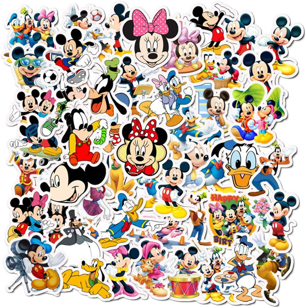 Mozoltov Disney Mickey Mouse Theme Waterproof Vinyl Stickers, 50 Count