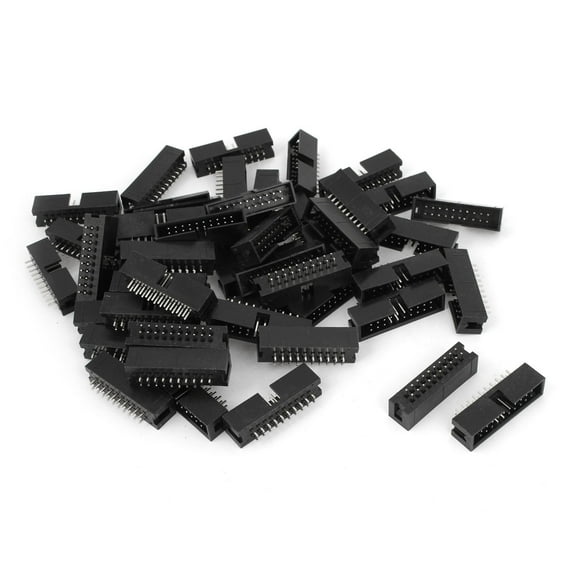 50Pcs IDC Box Header DC3-20P 20 Way 2.54mm JTAG Socket Connector Black