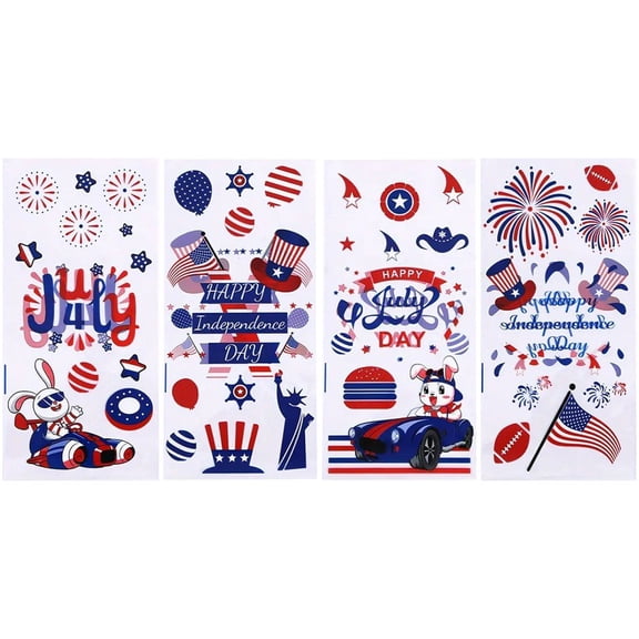 50Pcs Independence Day Cookie Bag American Flag OPP Popcorn Gift Bags For Happy 4th Of July Birthday Party Decoration