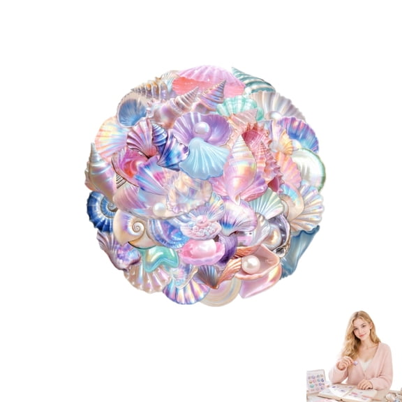 50Pcs Iridescent Seashell Pearl Stickers, Ocean Shell Decorative Stickers for Journal Scrapbook