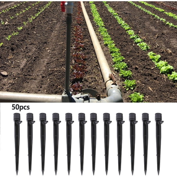 50Pcs Irrigation Drippers Adjustable 360 Degree Sprinklers Micro Spray Nozzle Plastic Drip Emitters For Garden Greenhouse 13cm