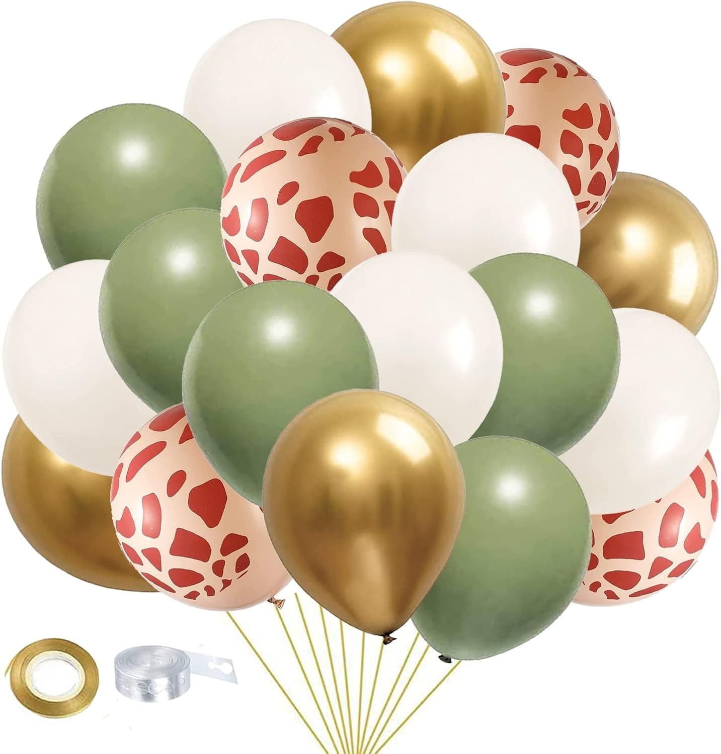 50Pcs Jungle Safari Balloons Party Balloons set Jungle Safari Animal Sage Green Sand White Balloons Jungle Birthday Woodland Baby Shower for Baby Shower Boys Wild One Birthday Party Decorations