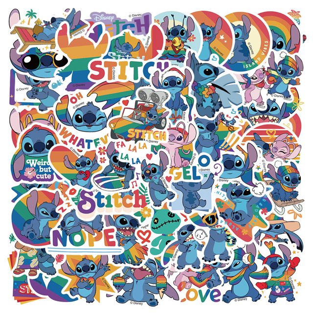 50Pcs Kids Stitch Stickers Pack Cute Cartoon Characters Stickers Movie