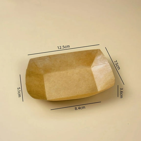 50Pcs Kitchen Disposable Snack Bowls Pastry Plates Kraft Paper Dessert Cake Food Tray Oilproof Cardboard Bowls Party Tableware