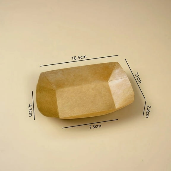 50Pcs Kitchen Disposable Snack Bowls Pastry Plates Kraft Paper Dessert Cake Food Tray Oilproof Cardboard Bowls Party Tableware