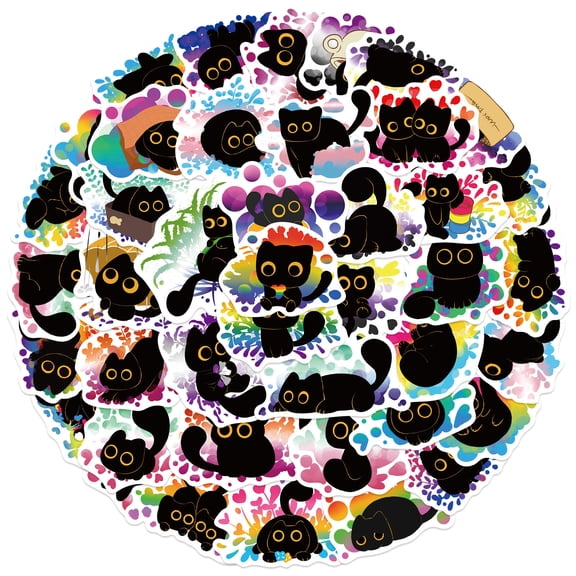 50Pcs Kitten Sticker Set for Scrapbook, Laptop, Water Bottle, Phone Case & Skateboard Kids Craft Activities