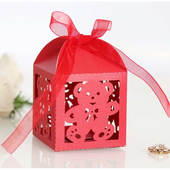 50Pcs Laser Hollowed Out Baby And Children's Day Wedding Candy Box Birthday Party Candy Box Bear Packaging Box