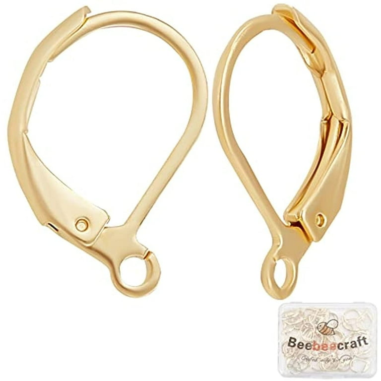 50Pcs Leverback Earring Findings 24K Gold Plated Stainless Steel