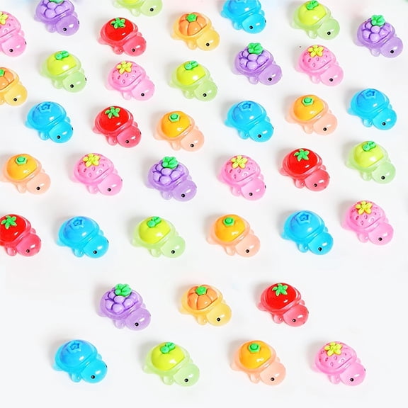 50Pcs Luminous Mini Resin Turtles 7 Colors Glow in The Dark Tiny Sea Turtle Figures to Hide Small Plastic Ocean Animal for Micro Landscape Fairy Garden DIY Miniature Dollhouse Home Decor Party Favers