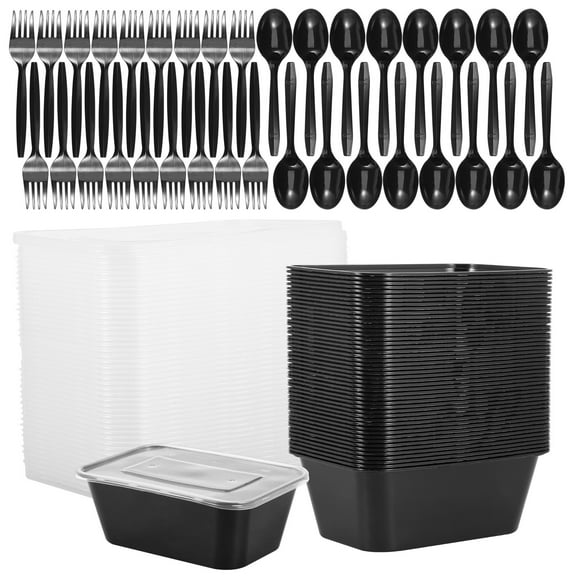 50Pcs Meal Prep Containers Leak Proof Plastic Food Storage Container With Lid Reusable To Go Meal Boxes Microwave Fridge Safe for Food