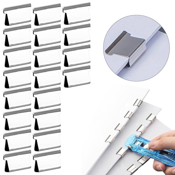50Pcs Metal Push Clip Stapler Refills, Reusable No Staple Paper Fastener Clips, Durable Document Binder Clamp Replacement Clips, Practical Office Binding Refills for Organizing Papers, Files