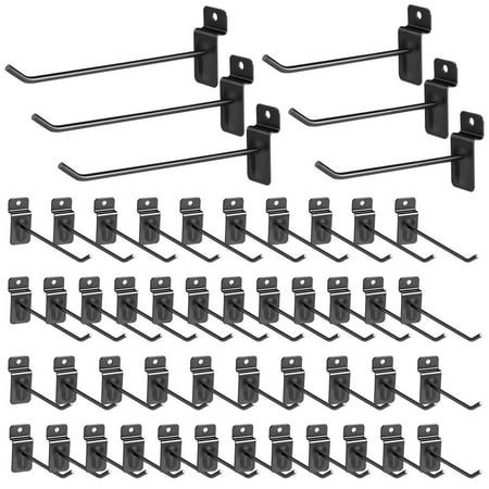 50Pcs Metal Slatwall Hooks, Tool-free Slatwall Accessories Hangers, Slat Wall Board Hanging Hooks for Slotwall Panels, Garage Shop Retail Display Kitchen