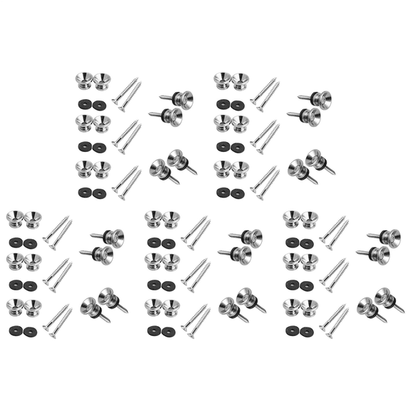 50Pcs Metal Strap Buttons End Pins with Mounting Screws for Electric Acoustic Guitar, Bass,Ukulele