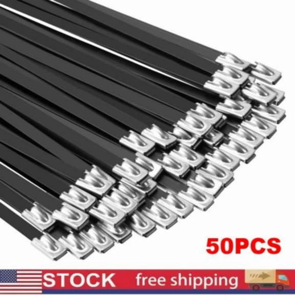 50Pcs Metal Zip Ties Stainless Steel Heavy Duty Self-Locking Cable Ties 18 inch
