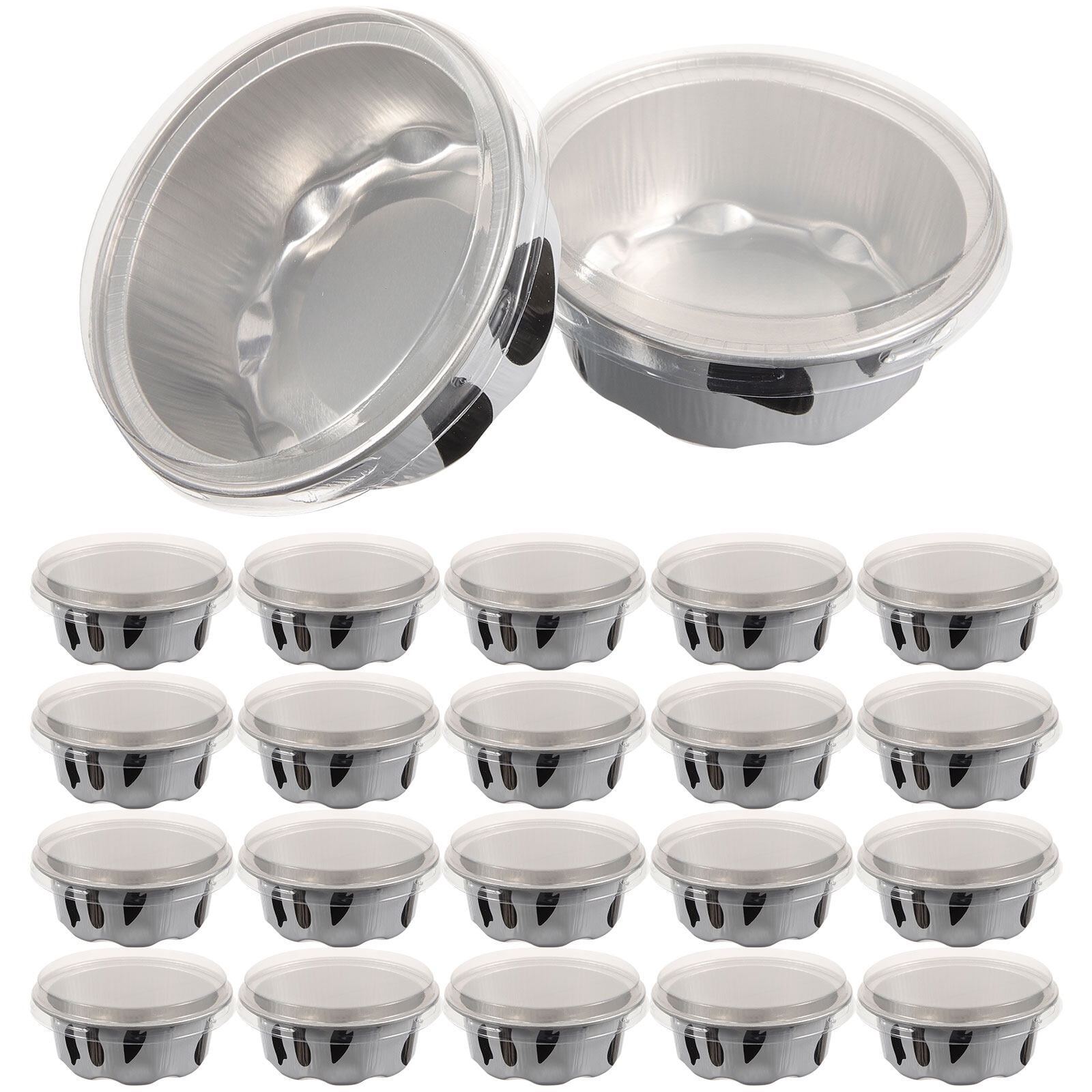 50Pcs Mini Cake Pans with Lids Aluminum Ramekin Aluminum Baking Cups