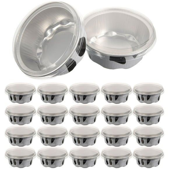 50Pcs Mini Cake Pans with Lids Aluminum Ramekin Aluminum Baking Cups for Individual Cake