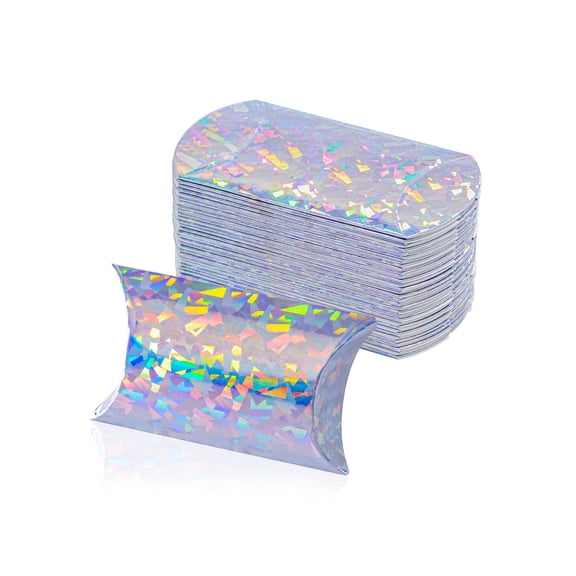 50Pcs Mini Cardboard Box Silver Sand Pillow Shaped Gift Boxes Decoration Packaging