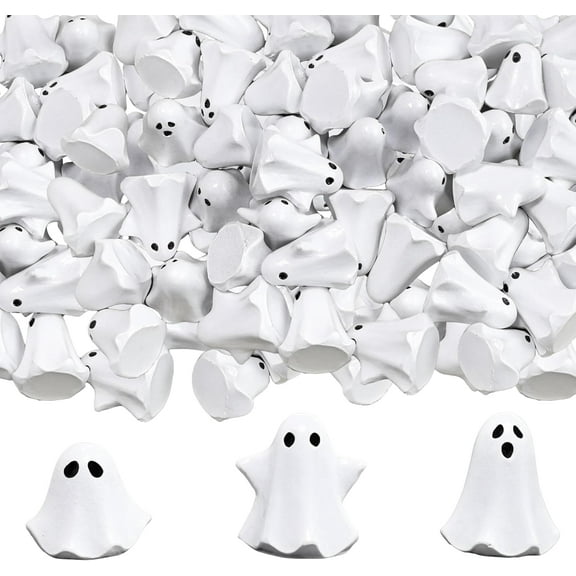 50Pcs Mini Resin Ghosts, Small Ghost Figurines, Tiny Halloween Miniatures for Spooky Tiered Tray Decor, Vase Filler, Home Tabletop Shelf Centerpieces, Party Favors Gift
