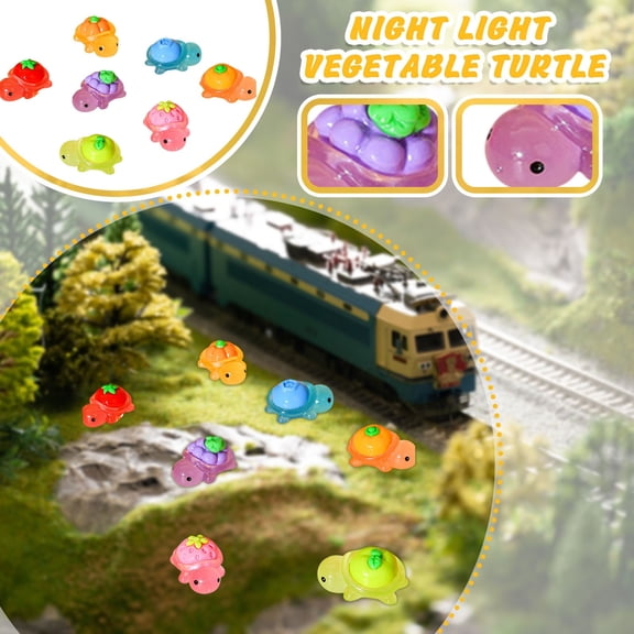 50Pcs Mini Resin Turtles, Tiny Sea Animals Figures, Small Luminous Bulk Glow in the Dark, Stylized Turtles Fruits on the Back for Crafts Micro Landscaping Tank Fairy Garden Decor,Random Color.