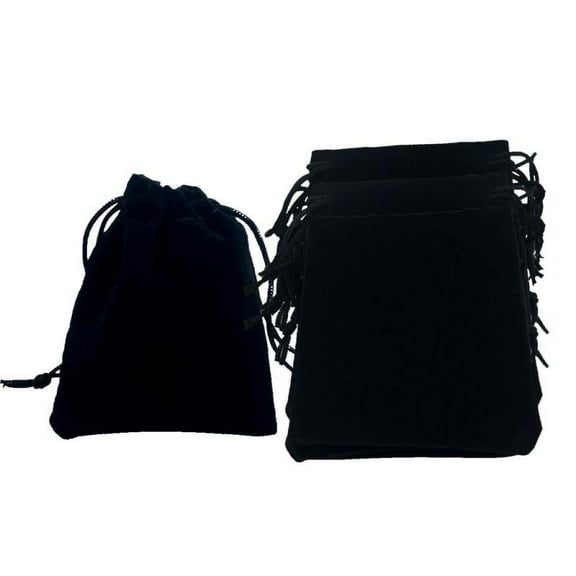 50Pcs Mini Soft Rectangle Velvet Drawstring Pouch Wedding Favor Pouch / Xmas Gift Bag Jewelry Sack 5x7cm - Black