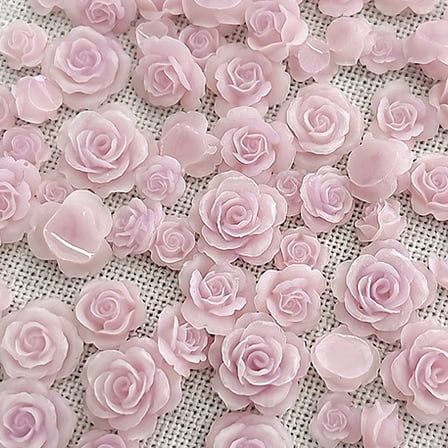 50Pcs Mixed 3D Flower Nail Charms Camellias Nail Designs Nail Art Rhinestones Rose Flower Nail Decorations Nail Supplies