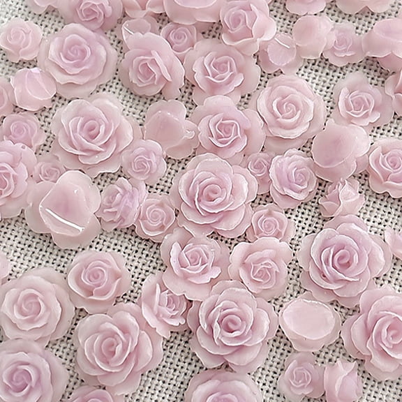 50Pcs Mixed 3D Flower Nail Charms Camellias Nail Designs Nail Art Rhinestones Rose Flower Nail Decorations Nail Supplies
