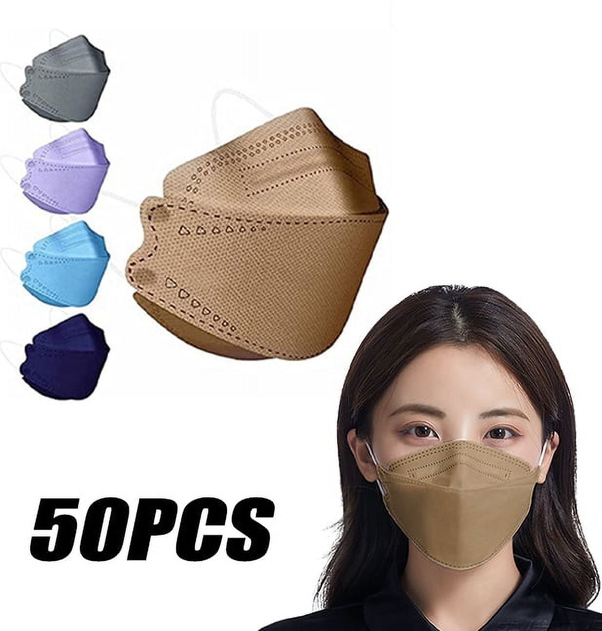 50Pcs Mixed Colored Disposаble Face Masks with Designs 4Ply Fish Type
