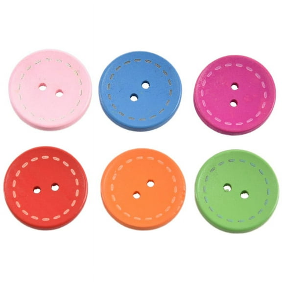 50Pcs Mixed Holes Wood Sewing Buttons Scrapbooking 25mm(1") Dia