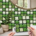 thumbnail image 1 of 50Pcs Mosaic Wall Tile Stickers Removable Backsplash Tile Sticker for Kitchen Bathroom, Self Adhesive Waterproof Peel and Stick Adhesive Fish Scale Metal Mosaic Tiles (3.9 Inches), 1 of 6