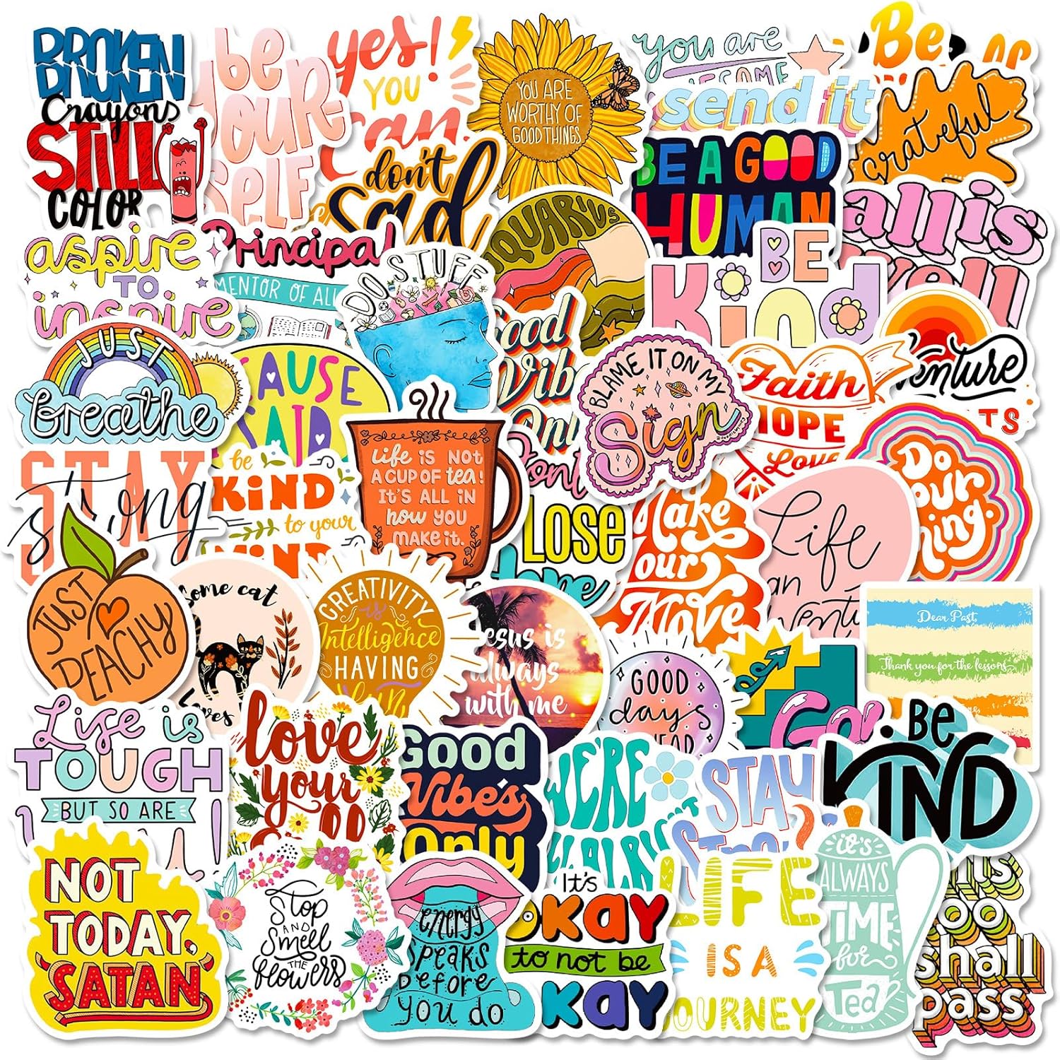 50Pcs Motivational Stickers, Holographic Motivational Sticker Pack ...