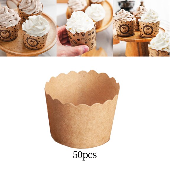 50Pcs Multipurpose Baking Cups Decorative Accs Baking Supplies Stackable Muffin Paper Cases for Baking Restaurant Party Celebrations Style I