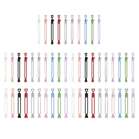 50Pcs Multipurpose Silicone Cable Ties Reusable Cable Managements Organizers