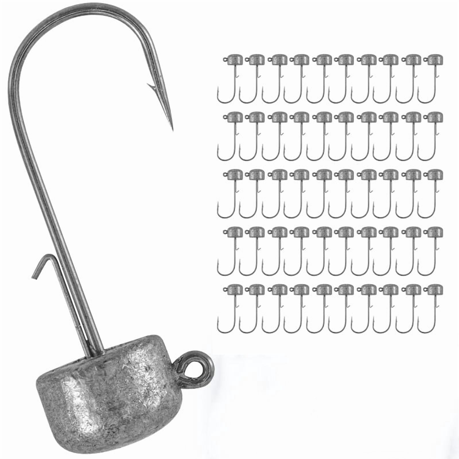 50Pcs Mushroom Ned Rig Jig Heads Hook Bass Crappie Fishing Lures 1/8 3/16 1/4 oz
