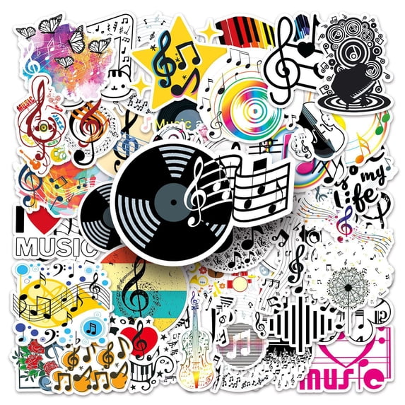 50Pcs Music Stickers,Colorful Musical Note Stickers With Various Designs For Water Bottles,Laptops,Notebooks,Skateboards,Phone Cases,Music Lovers,Girls,Boys,Teens