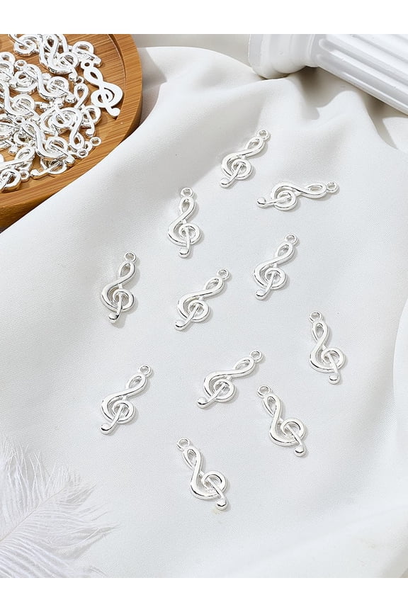 50Pcs Musical Note Alloy Pendants Treble Clef Charms Silver Music Pendants Decoration