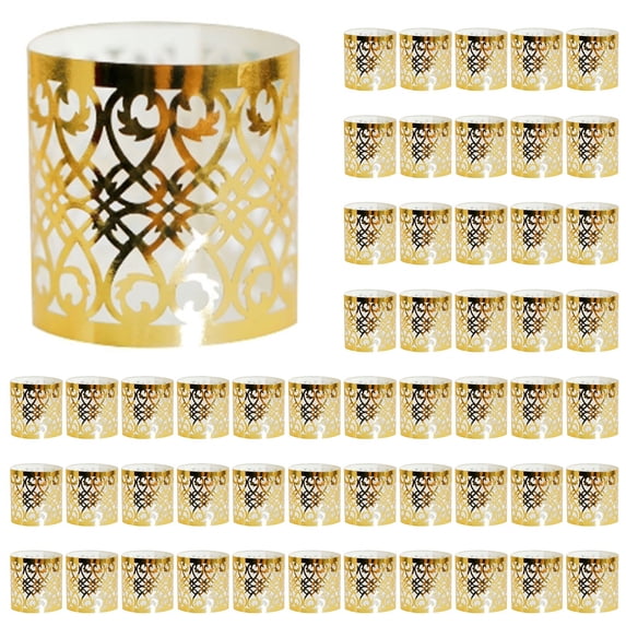 50Pcs Napkin Rings, Paper Napkin Rings, Cut Hollow-Out Napkin Rings, Disposable Napkin Rings, Napkin Holder Hollow Napkin Bands for Weddings Party Serviette Table Decoration