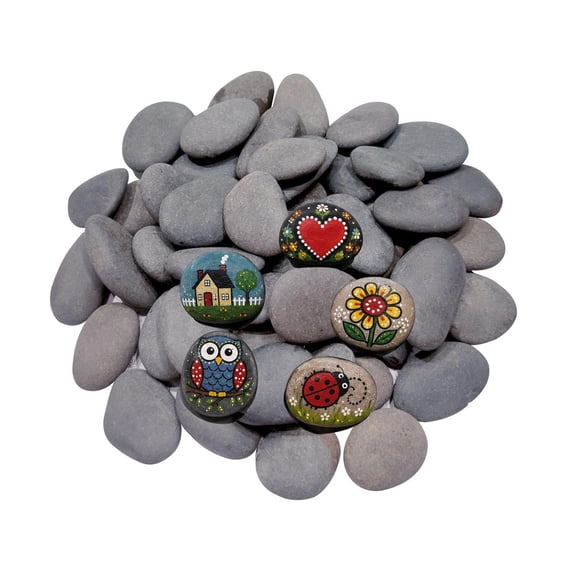 50Pcs Natural River Rocks for Painting, 1.52.5 Inch Smooth Small Craft Stones