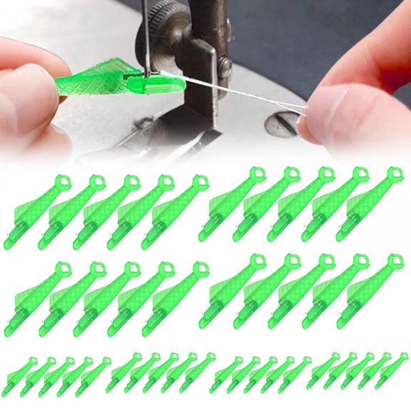 50Pcs Needle Threader Automatic Fish Mouth Sewing Machine Quick Needle Threading Tool Easy Hand Sewing Loop Selfthread Needle Threaders