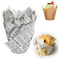 thumbnail image 1 of 50Pcs Newspaper Tulip Cupcake Liners, Muffin Tins Liners, Medium Size Heat and Oil Paper Cups, Natural Wood Pulp, Greaseproof, Waterproof, Non-Toxic - Ideal for Multiple Occasions, 1 of 5