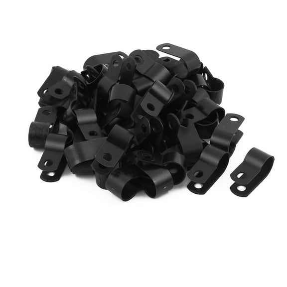 50Pcs Nylon R Type 3/8" 10.4mm Cable Cord Wire Clamp Clip Fastener Black