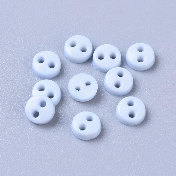 50Pcs Nylon Tiny Button Micro Buttons Sewing 2-Hole Light Sky Blue 0.18x0.06 Inch