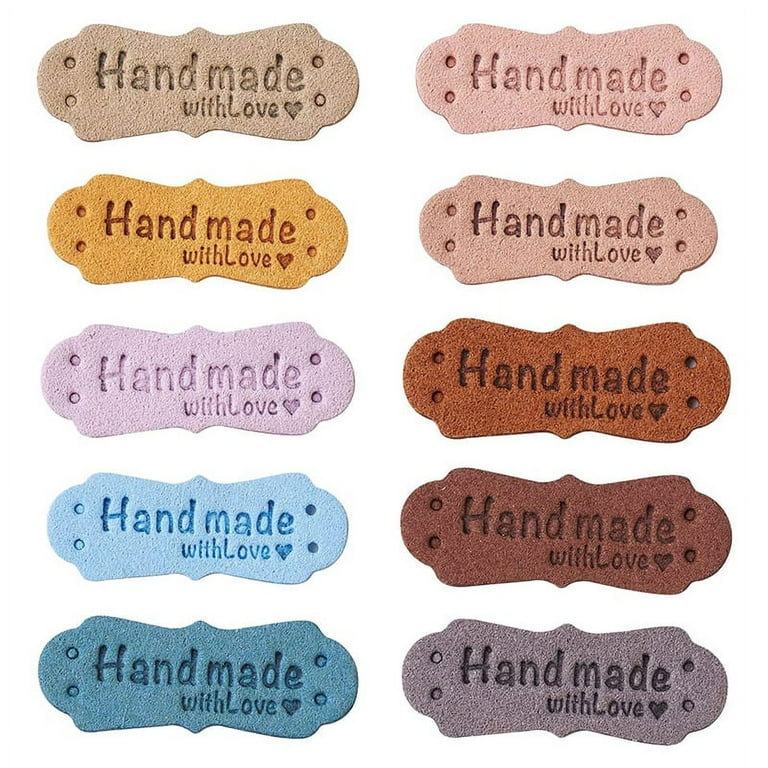 50pcs PU Leather Labels Tags for Handmade DIY Hats Bags with Love for Clothes Sewing Tags Accessories