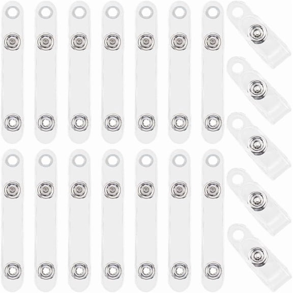 50Pcs PVC ID Badge Holder Strap with Iron Snap and Eyelet Oval 74x12x2.5mm DIY